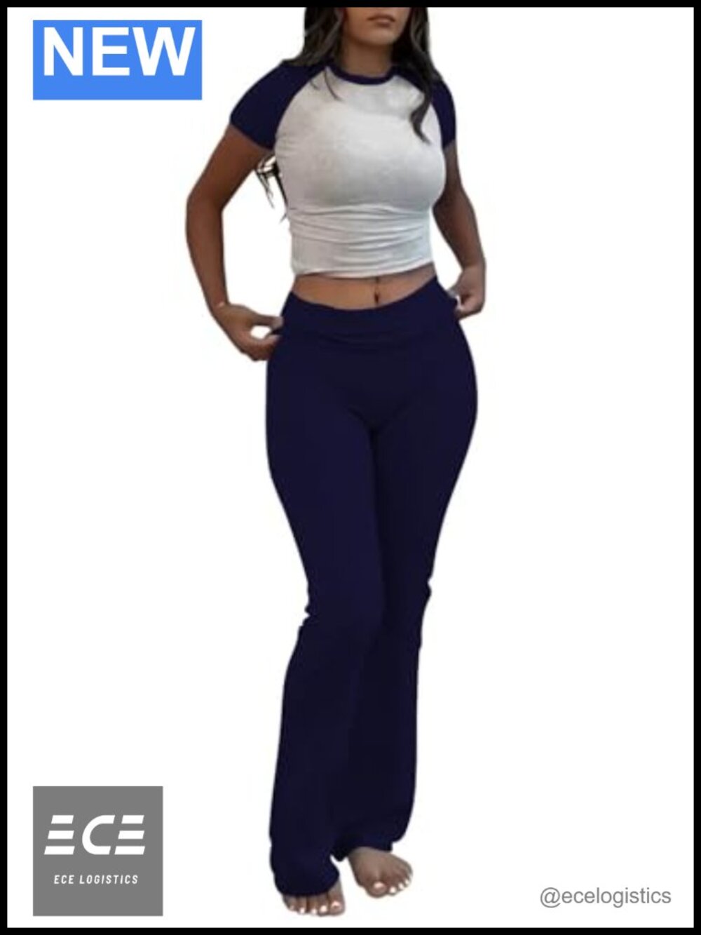 Women's 2 Piece Workout Set Short Sleeve Crop Top Flare Pants Tracksuit